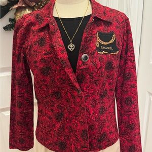 Red and Black Floral Blazer